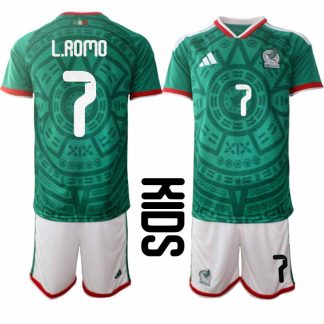 Mexiko 2026 VM Hemmaställ Barn Luis Romo #7 Kortärmad Fotbollströja + Shorts