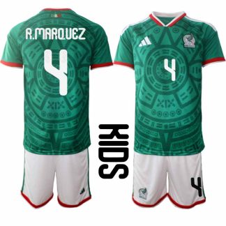 Mexiko 2026 VM Hemmaställ Barn Rafael Marquez #4 Kortärmad Fotbollströja + Shorts