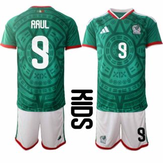 Mexiko 2026 VM Hemmaställ Barn Raúl Jiménez #9 Kortärmad Fotbollströja + Shorts