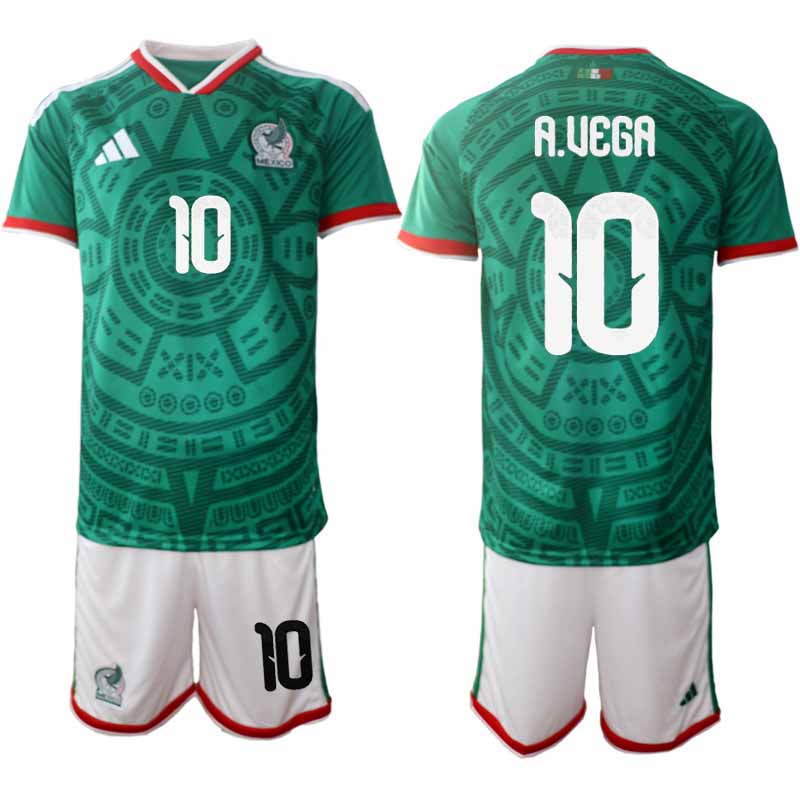 Mexiko 2026 VM Hemmaställ Herr Alexis Vega #10 Kortärmad Fotbollströja + Shorts 1 Mexiko 2026 VM Hemmaställ Herr Alexis Vega #10 Kortärmad Fotbollströja + Shorts
