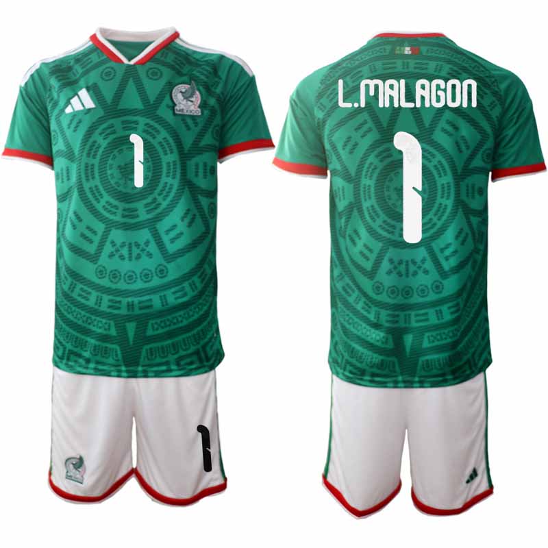 Mexiko 2026 VM Hemmaställ Herr Luis Malagon #1 Kortärmad Fotbollströja + Shorts