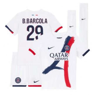 Paris Saint-Germain Barn Bortaställ 2025/26 Bradley Barcola 29 Kortärmad Tröja + Shorts