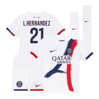 Paris Saint-Germain Barn Bortaställ 2025/26 Lucas Hernandez 21 Kortärmad Tröja + Shorts