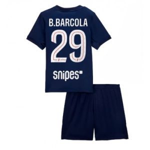 Paris Saint-Germain Barn Hemmaställ 2025/26 Bradley Barcola 29 Kortärmad Tröja + Shorts