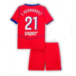 Paris Saint-Germain Barn Tredjeställ 2025/26 Lucas Hernandez 21 Kortärmad Tröja + Shorts