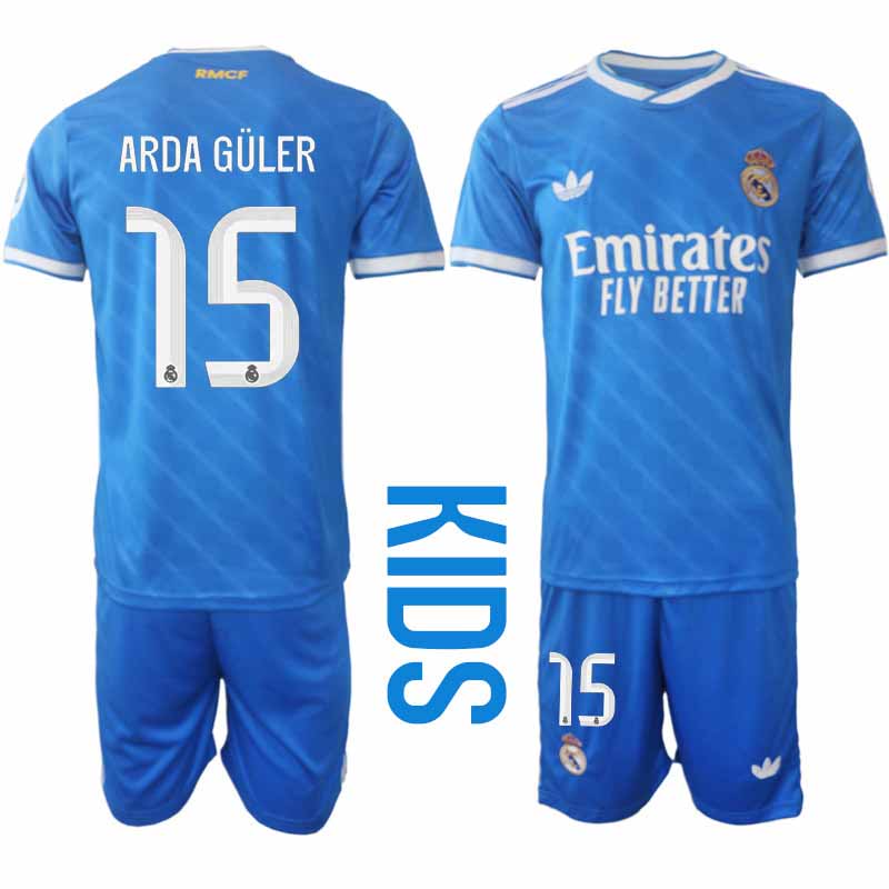 Real Madrid Arda Güler #15 Barn Tredjeställ 2025-26 Tröja + Shorts Real Madrid Arda Güler #15 Barn Tredjeställ 2025-26 Tröja + Shorts
