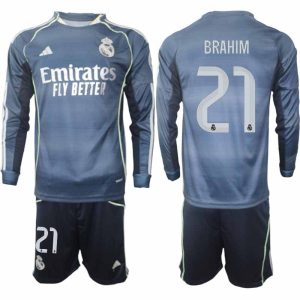 Real Madrid Brahim Díaz #21 Herr Långärmad Bortaställ 2025/26 Tröja + Shorts