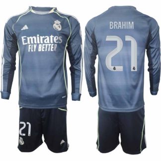 Real Madrid Brahim Díaz #21 Herr Långärmad Bortaställ 2025/26 Tröja + Shorts