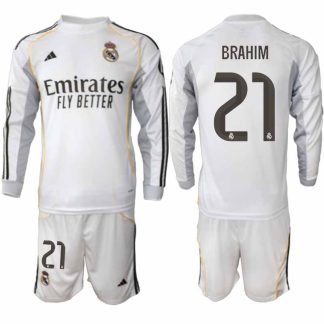 Real Madrid Brahim Díaz #21 Herr Långärmad Hemmaställ 2025/26 Tröja + Shorts