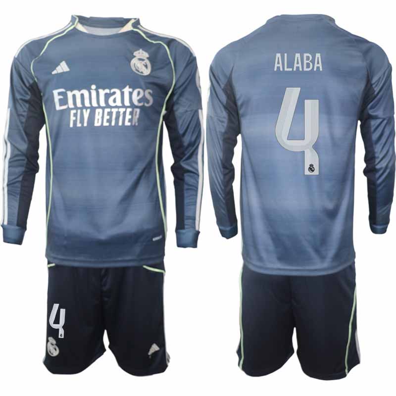 Real Madrid David Alaba #4 Herr Långärmad Bortaställ 2025/26 Tröja + Shorts 1 Real Madrid David Alaba #4 Herr Långärmad Bortaställ 2025/26 Tröja + Shorts