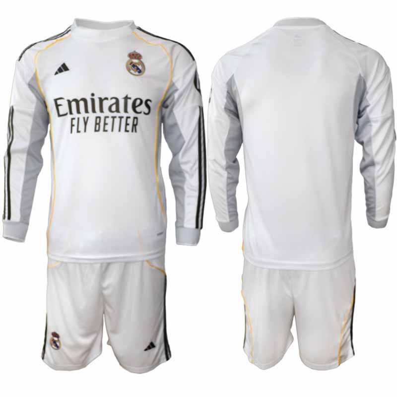 Real Madrid Herr Långärmad Hemmaställ 2025/26 Tröja + Shorts 1 Real Madrid Herr Långärmad Hemmaställ 2025/26 Tröja + Shorts