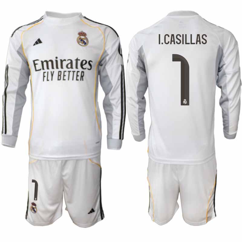 Real Madrid Iker Casillas #1 Herr Långärmad Hemmaställ 2025/26 Tröja + Shorts 1 Real Madrid Iker Casillas #1 Herr Långärmad Hemmaställ 2025/26 Tröja + Shorts