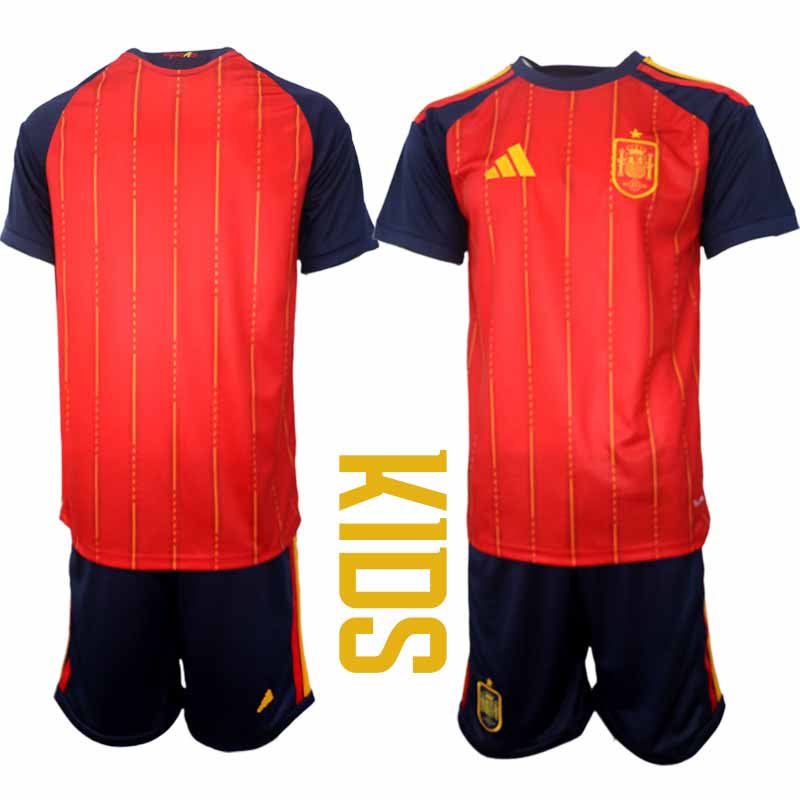 Spanien VM 2026 Hemmaställ Barn Kortärmad Fotbollströja + Shorts 1 Spanien 2026 VM Hemmaställ Barn Kortärmad Fotbollströja + Shorts