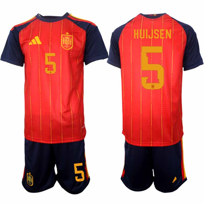 Spanien 2026 VM Hemmaställ Herr Dean Huijsen #5 Kortärmad Fotbollströja + Shorts 1 Spanien 2026 VM Hemmaställ Herr Dean Huijsen #5 Kortärmad Fotbollströja + Shorts