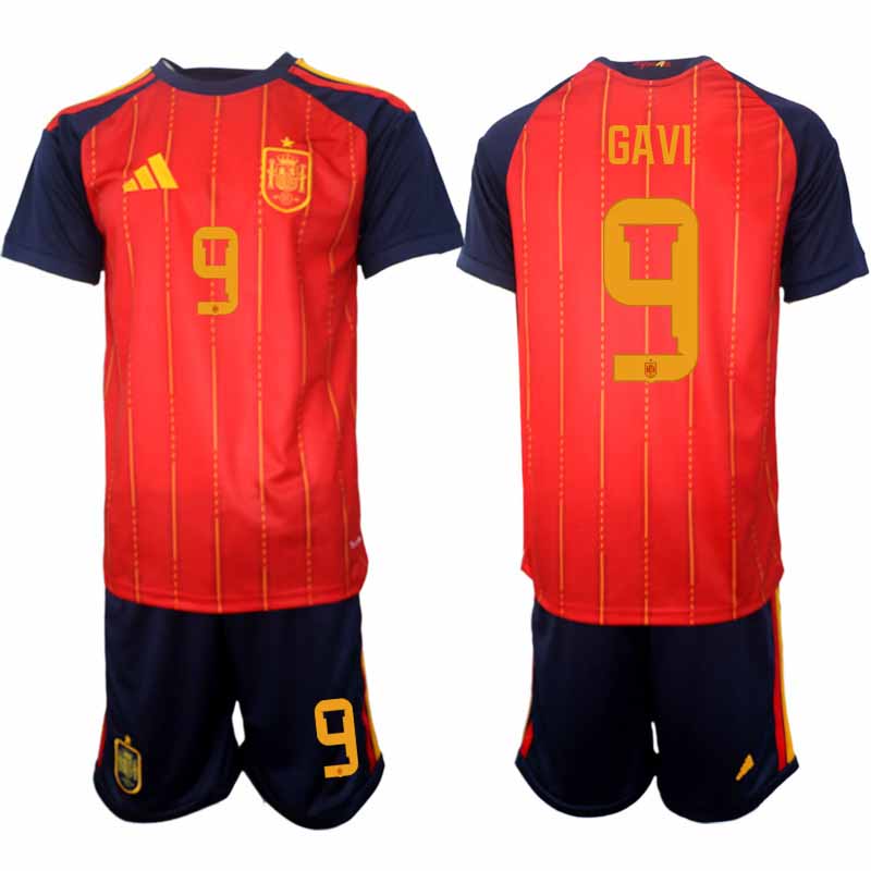 Spanien 2026 VM Hemmaställ Herr Gavi #9 Kortärmad Fotbollströja + Shorts