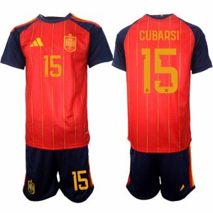 Spanien 2026 VM Hemmaställ Herr Pau Cubarsí #15 Kortärmad Fotbollströja + Shorts