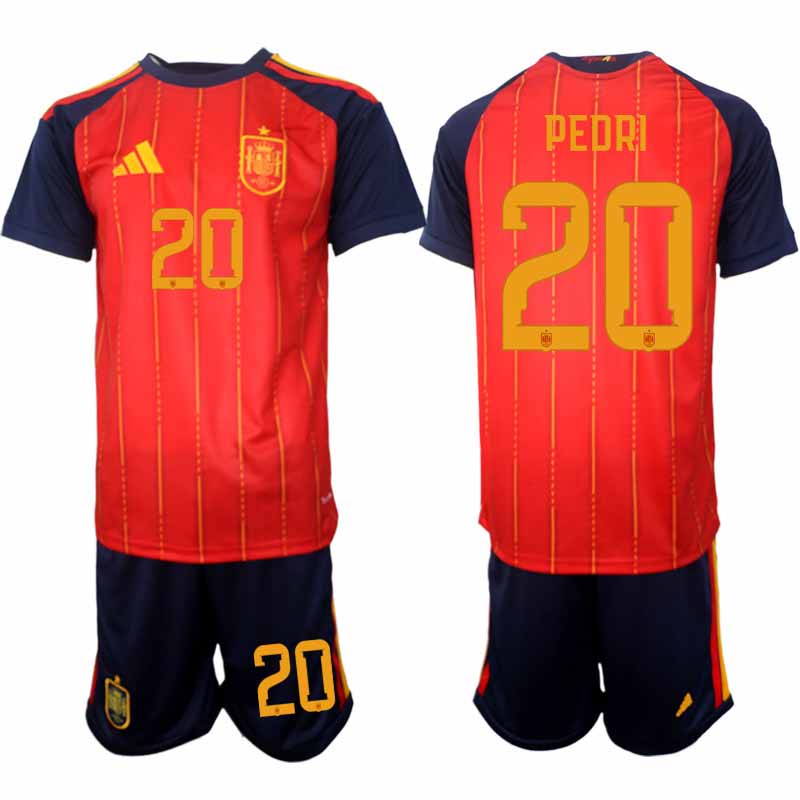 Spanien 2026 VM Hemmaställ Herr Pedri #20 Kortärmad Fotbollströja + Shorts 1 Spanien 2026 VM Hemmaställ Herr Pedri #20 Kortärmad Fotbollströja + Shorts