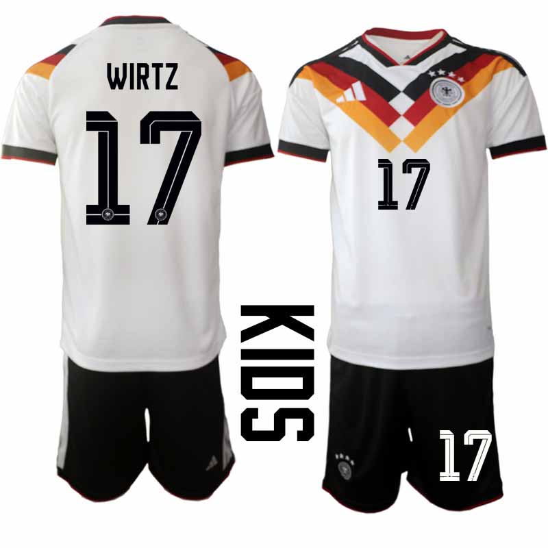 Tyskland 2026 VM Hemmaställ Barn Florian Wirtz #17 Kortärmad Tröja + Shorts