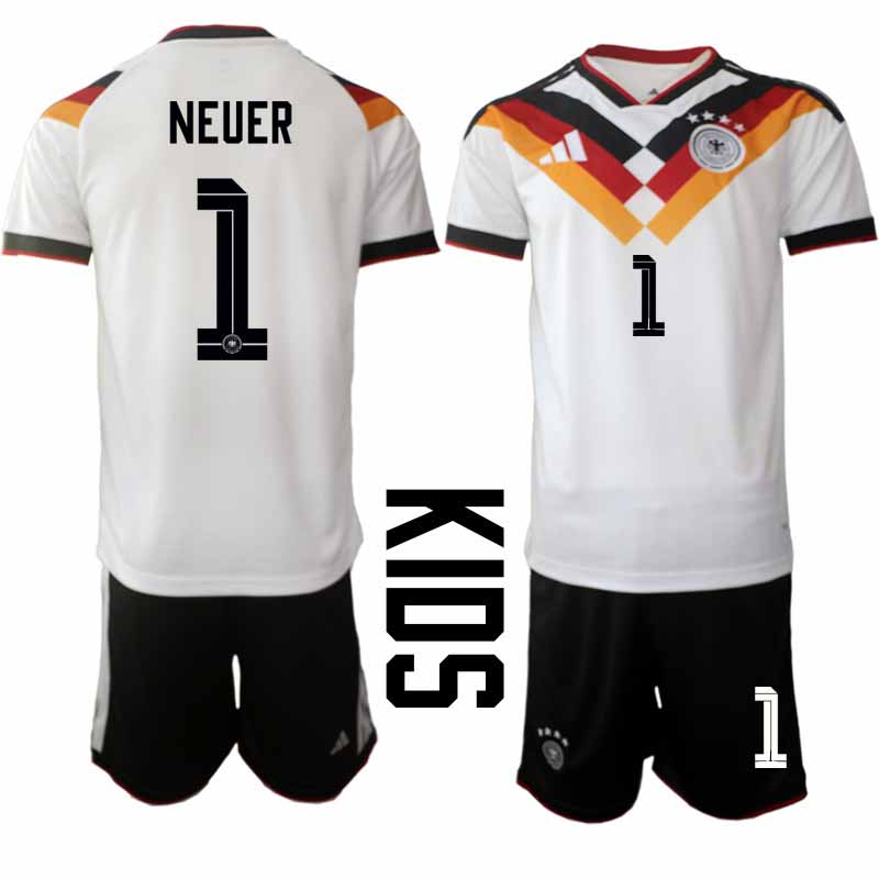 Tyskland 2026 VM Hemmaställ Barn Manuel Neuer #1 Kortärmad Tröja + Shorts 1 Tyskland 2026 VM Hemmaställ Barn Manuel Neuer #1 Kortärmad Tröja + Shorts