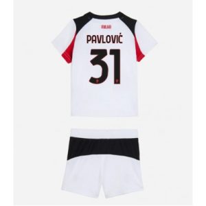 AC Milan 2025/26 Bortatröja Barn Set – Strahinja Pavlović #31 Kortärmad Fotbollströja med Shorts