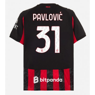 AC Milan 2025/26 Hemmatröja Herr Strahinja Pavlović #31 Kortärmad Fotbollströja AC Milan 2025/26 Hemmatröja Herr Strahinja Pavlović #31 Kortärmad Fotbollströja