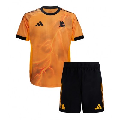 AS Roma 2025/26 Bortatröja Barn Set – Evan Ferguson #11 Kortärmad Fotbollströja med Shorts 2 AS Roma Bortaställ Barn 2025/26 Kortärmad + Shorts