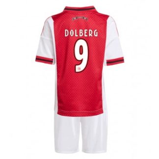 Ajax 2025/26 Hemmatröja Barn Set – Kasper Dolberg #9 Kortärmad Fotbollströja med Shorts