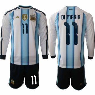 Argentina VM 2026 Hemmaställ Herr Ángel Di María #11 Långärmad Fotbollströja + Shorts