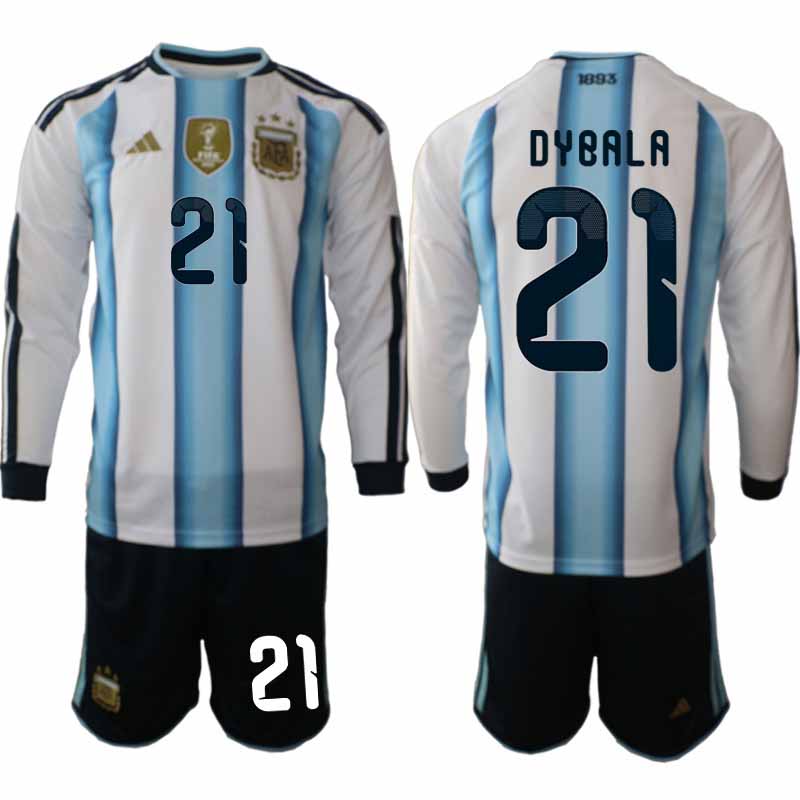 Argentina VM 2026 Hemmaställ Herr Paulo Dybala #21 Långärmad Fotbollströja + Shorts 1 Argentina VM 2026 Hemmaställ Herr Paulo Dybala #21 Långärmad Fotbollströja + Shorts