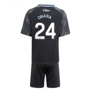 Aston Villa 2025/26 Bortatröja Barn Set – Amadou Onana #24 Kortärmad Fotbollströja med Shorts