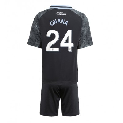 Aston Villa 2025/26 Bortatröja Barn Set – Amadou Onana #24 Kortärmad Fotbollströja med Shorts