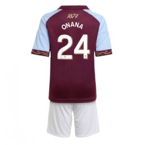 Aston Villa 2025/26 Hemmatröja Barn Set – Amadou Onana #24 Kortärmad Fotbollströja med Shorts