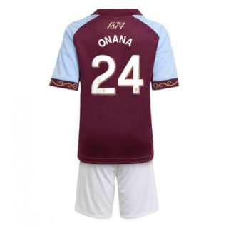 Aston Villa 2025/26 Hemmatröja Barn Set – Amadou Onana #24 Kortärmad Fotbollströja med Shorts