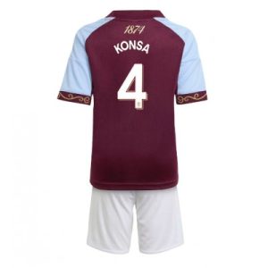 Aston Villa 2025/26 Hemmatröja Barn Set – Ezri Konsa #4 Kortärmad Fotbollströja med Shorts