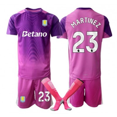 Aston Villa Emiliano Martínez #23 Målvaktsställ Barn 2025/26 Tredje Lila Kortärmad