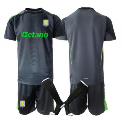 Aston Villa Målvaktsställ Barn 2025/26 Hemma Svart Kortärmad med Shorts Aston Villa Målvaktsställ Barn 2025/26 Hemma Svart Kortärmad med Shorts