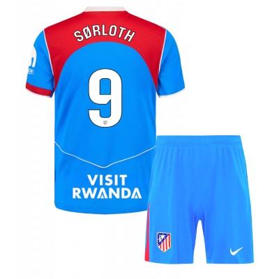 Atlético Madrid Tredjeställ 2025/26 Barn Alexander Sørloth #9 Kortärmad Fotbollströja + Shorts