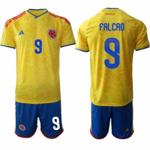 Colombia VM 2026 Hemmaställ Herr Radamel Falcao #9 Fotbollströja Kortärmad + Shorts