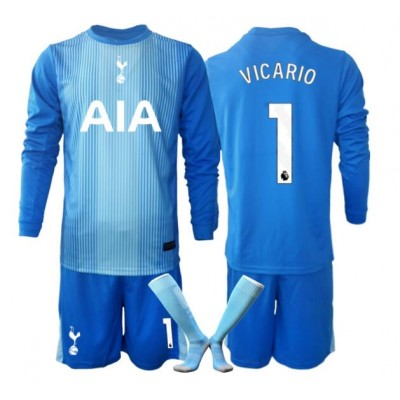 Guglielmo Vicario #1 Tottenham Hotspur Målvakt Bortaställ 2025/26 Barn Blå Långärmad + Shorts 1 Guglielmo Vicario #1 Tottenham Hotspur Målvakt Bortaställ 2025/26 Barn Blå Långärmad + Shorts