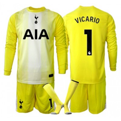Guglielmo Vicario #1 Tottenham Hotspur Målvakt Tredjeställ 2025/26 Barn Gul Långärmad + Shorts 1 Guglielmo Vicario #1 Tottenham Hotspur Målvakt Tredjeställ 2025/26 Barn Gul Långärmad + Shorts
