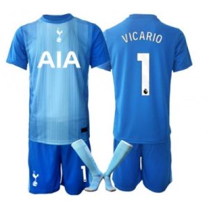 Guglielmo Vicario #1 Tottenham Hotspur Målvaktströja Bortaställ 2025-26 Barn Blå Kortärmad + Shorts