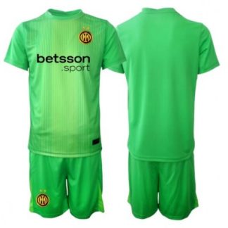 Inter Milan 2025-26 Barn Målvaktsställ Tredje Grön Kortärmad + Shorts
