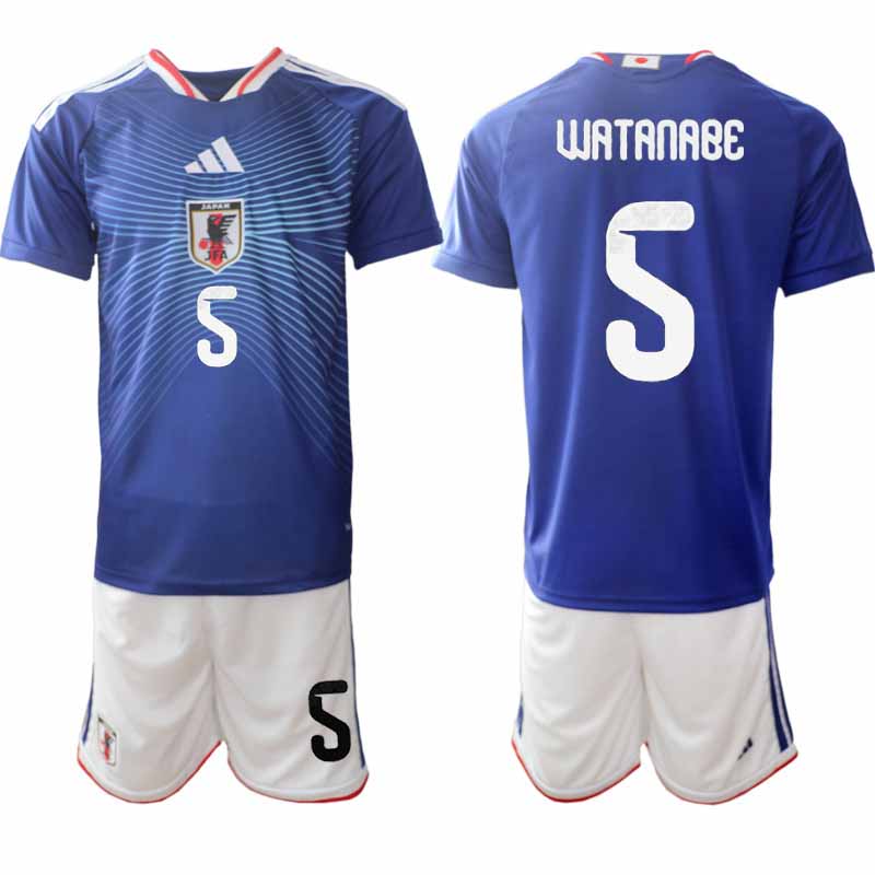 Japan VM 2026 Hemmaställ Herr Tsuyoshi Watanabe #5 Kortärmad Fotbollströja + Shorts