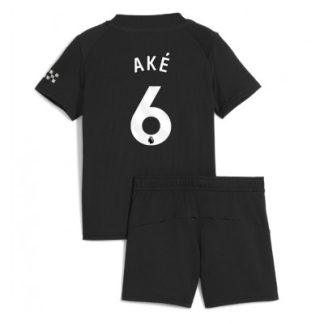 Manchester City Bortaställ 2025/26 Barn Nathan Aké #6 Kortärmad Fotbollströja + Shorts