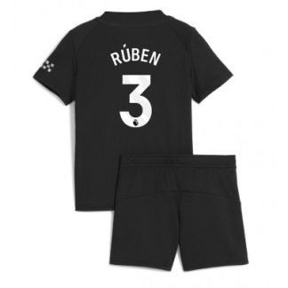 Manchester City Bortaställ 2025/26 Barn Rúben Dias #3 Kortärmad Fotbollströja + Shorts