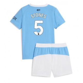 Manchester City Hemmaställ 2025/26 Barn John Stones #5 Kortärmad Fotbollströja + Shorts
