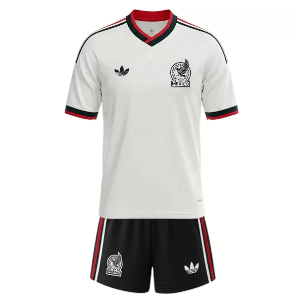 Mexiko Bortatröja VM 2026 Barn Kortärmad Fotbollströja + Shorts Mexiko Bortatröja VM 2026 Barn Kortärmad Fotbollströja + Shorts
