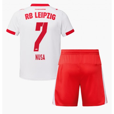 RB Leipzig 2025/26 Hemmatröja Barn Set – Antonio Nusa #7 Kortärmad Fotbollströja med Shorts