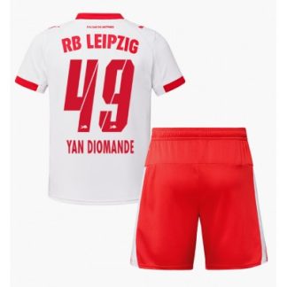 RB Leipzig 2025/26 Hemmatröja Barn Set – Yan Diomande #49 Kortärmad Fotbollströja med Shorts