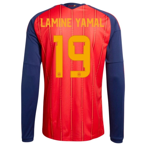 Spanien Hemmatröja VM 2026 Herr Lamine Yamal #19 Långärmad Fotbollströja
